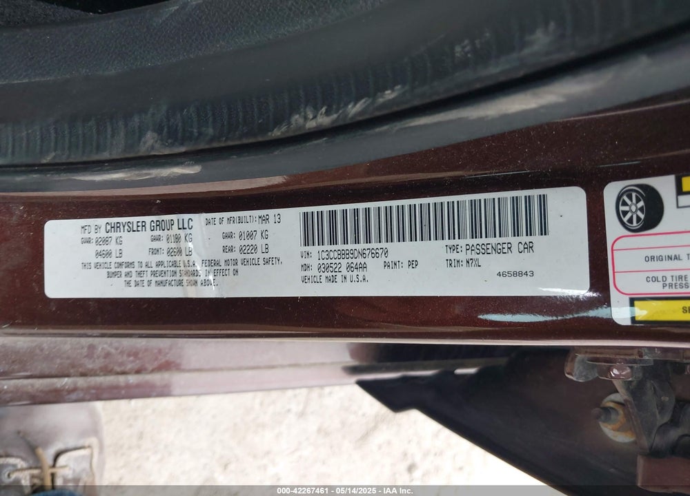 2013 CHRYSLER 200 TOURING VIN: 1C3CCBBB9DN676670