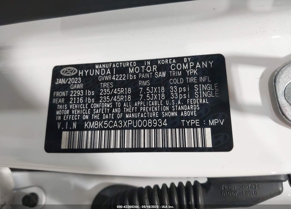 2023 HYUNDAI KONA VIN: KM8K5CA3XPU008934