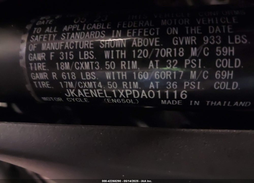 2023 KAWASAKI EN650 L VIN: JKAENEL1XPDA01116