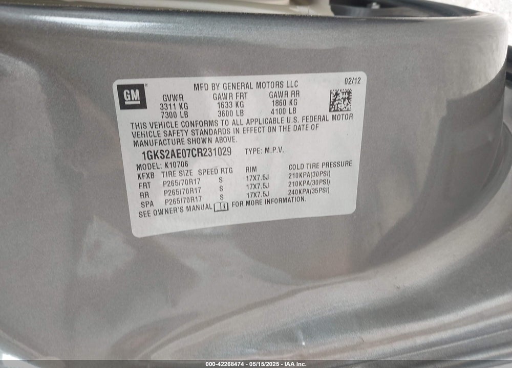 2012 GMC YUKON SLE VIN: 1GKS2AE07CR231029