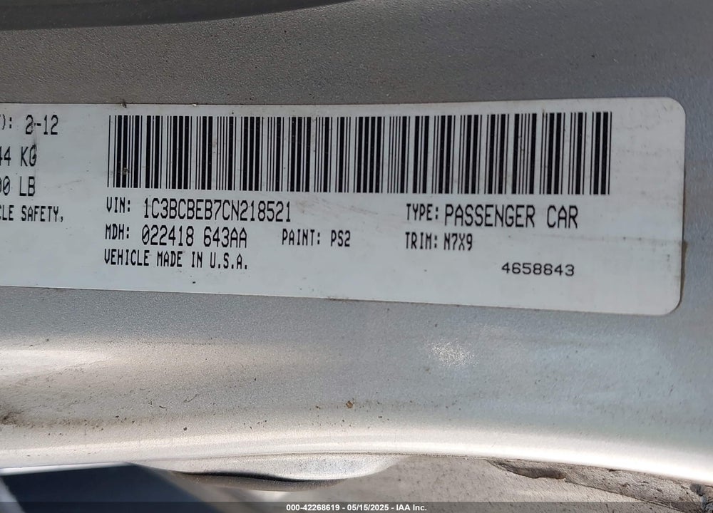 2012 CHRYSLER 200 TOURING VIN: 1C3BCBEB7CN218521