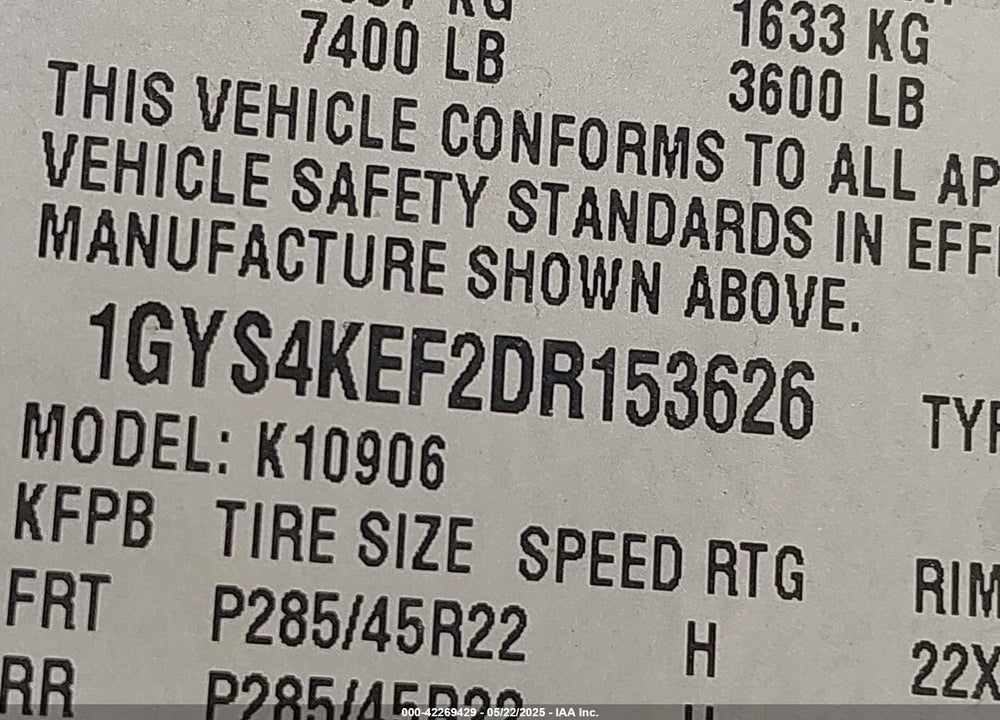 2013 CADILLAC ESCALADE ESV PLATINUM EDITION VIN: 1GYS4KEF2DR153626