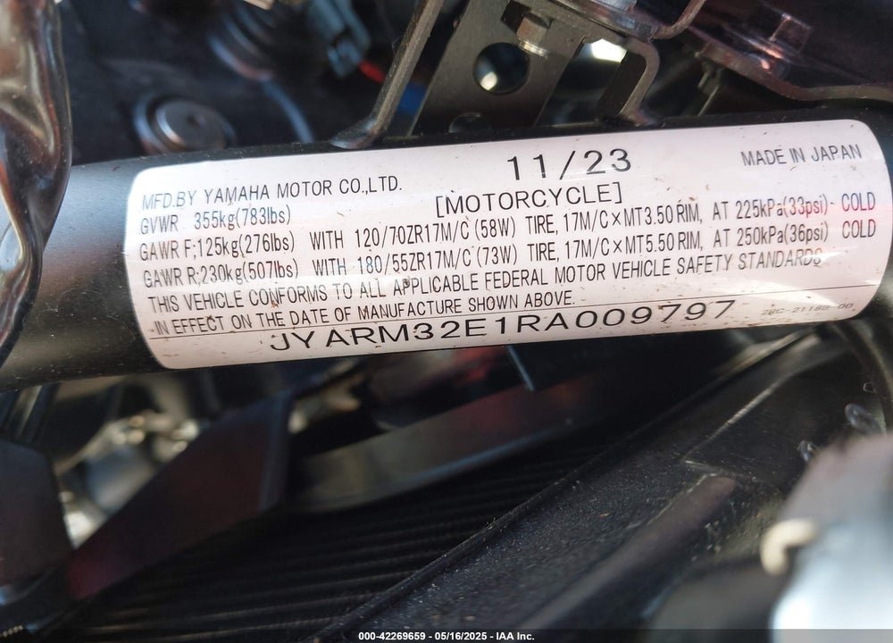 2024 YAMAHA MT07 VIN: JYARM32E1RA009797