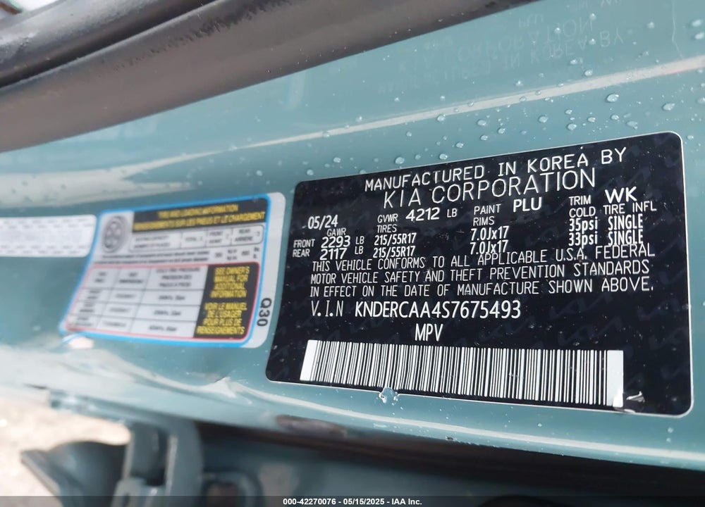 2025 KIA SELTOS VIN: KNDERCAA4S7675493