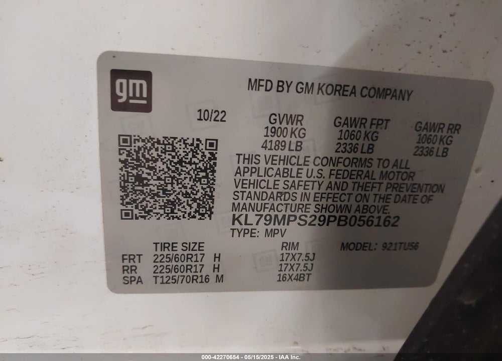 2023 CHEVROLET TRAILBLAZER VIN: KL79MPS29PB056162