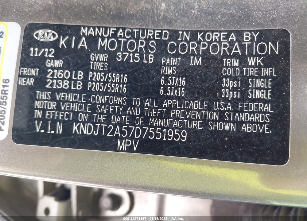 2013 KIA SOUL VIN: KNDJT2A57D7551959