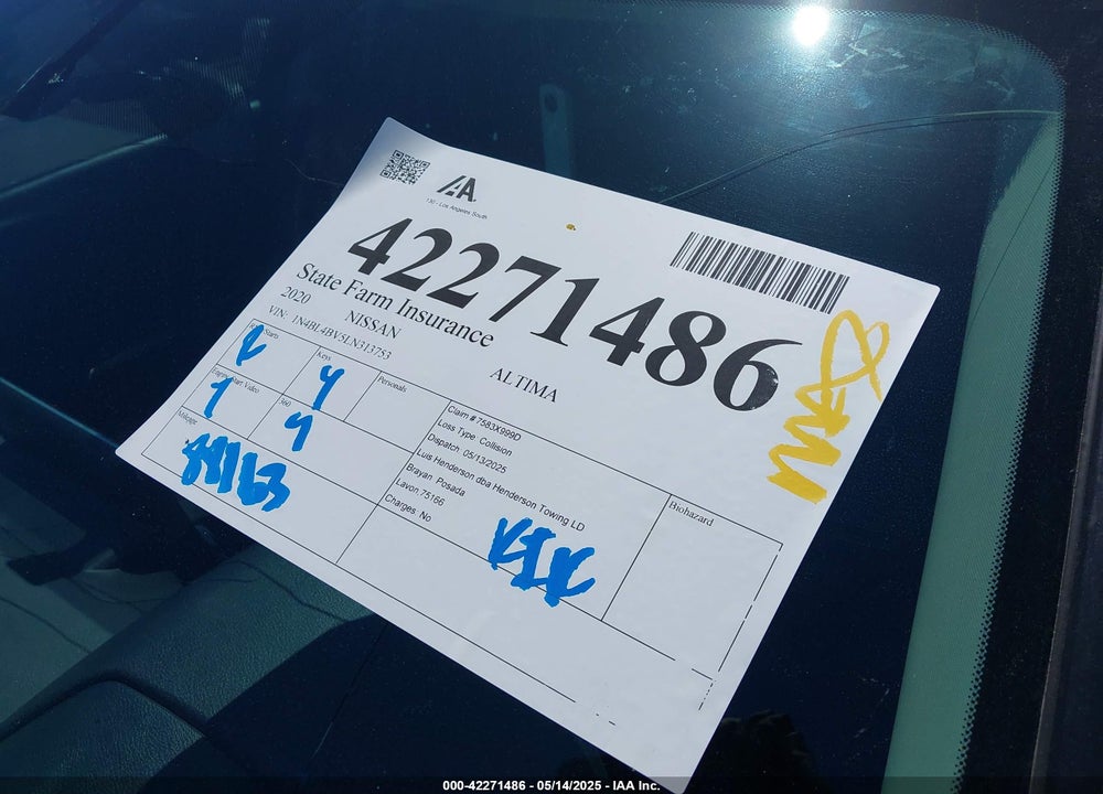 2020 NISSAN ALTIMA S FWD VIN: 1N4BL4BV5LN313753