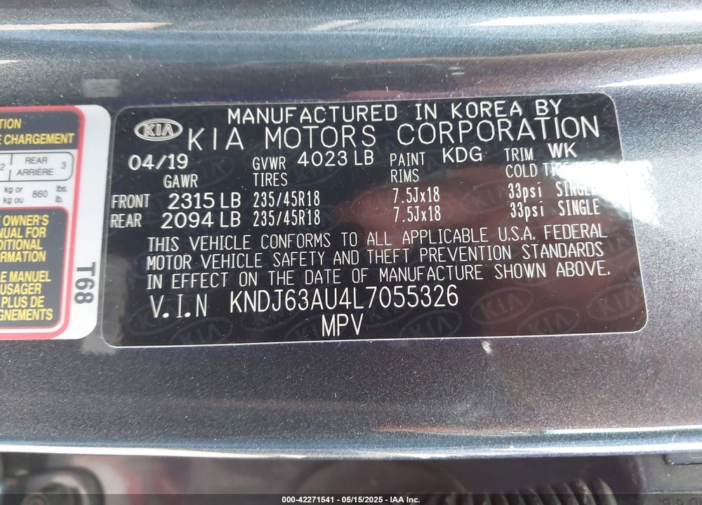 2020 KIA SOUL VIN: KNDJ63AU4L7055326