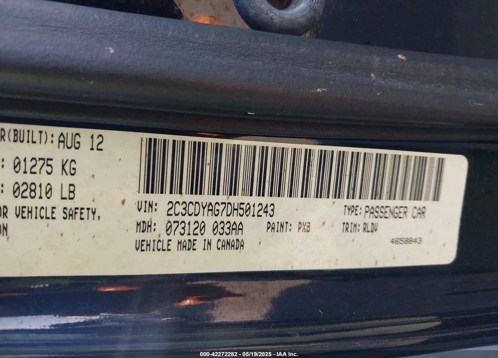 2013 DODGE CHALLENGER SXT PLUS VIN: 2C3CDYAG7DH501243