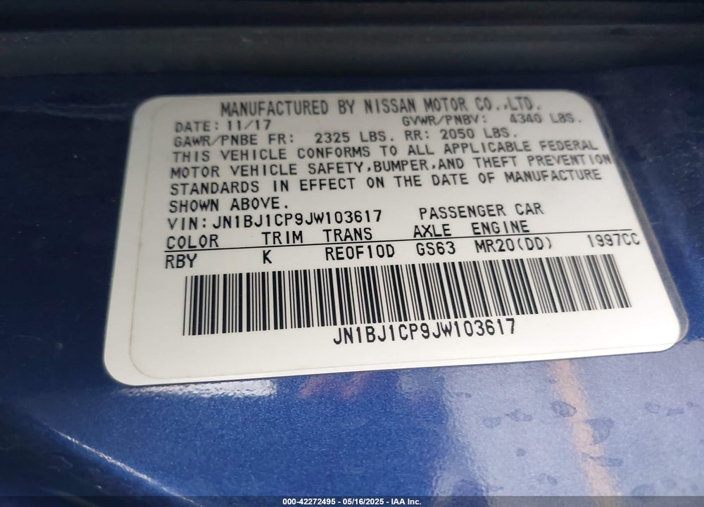 2018 NISSAN ROGUE SPORT SV VIN: JN1BJ1CP9JW103617