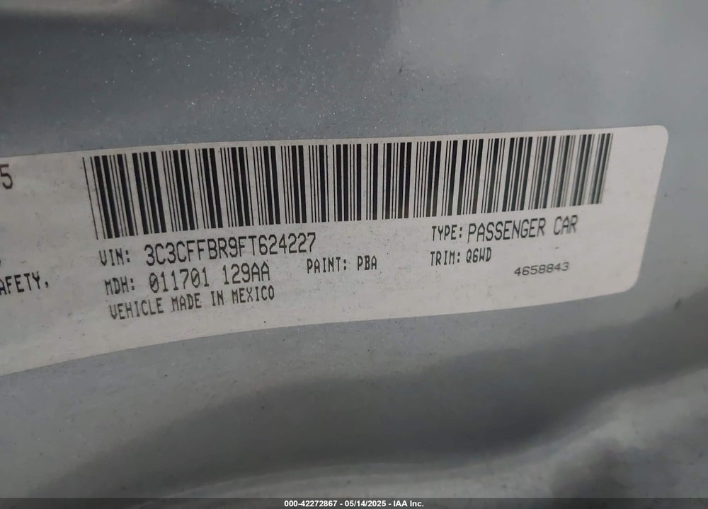 2015 FIAT 500 SPORT VIN: 3C3CFFBR9FT624227