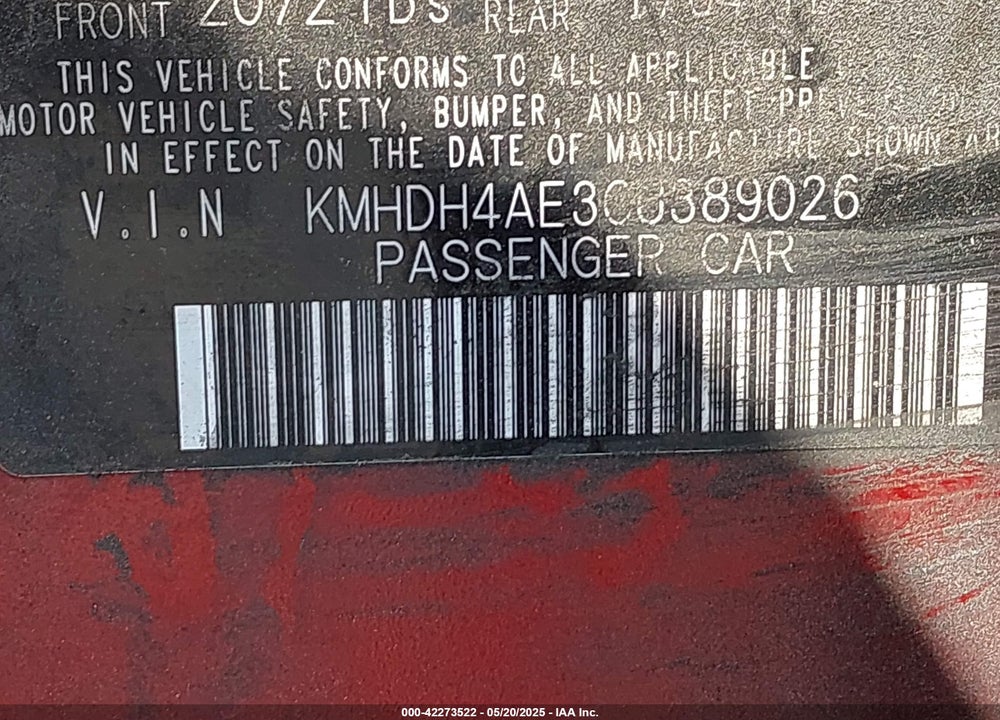 2012 HYUNDAI ELANTRA VIN: KMHDH4AE3CU389026