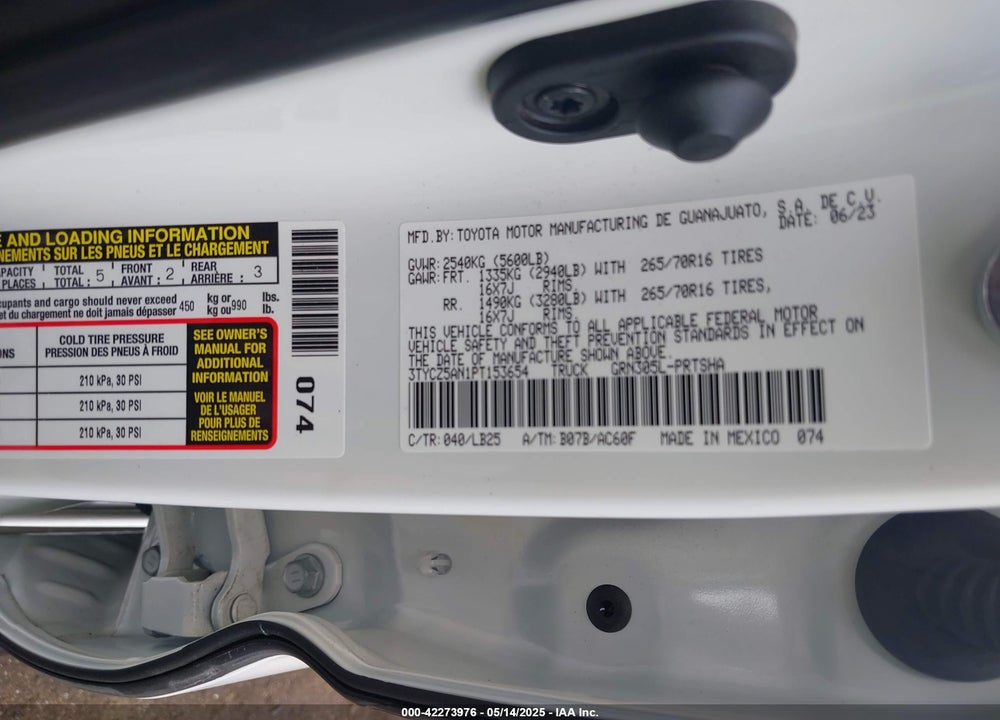 2023 TOYOTA TACOMA TRD PRO VIN: 3TYCZ5AN1PT153654