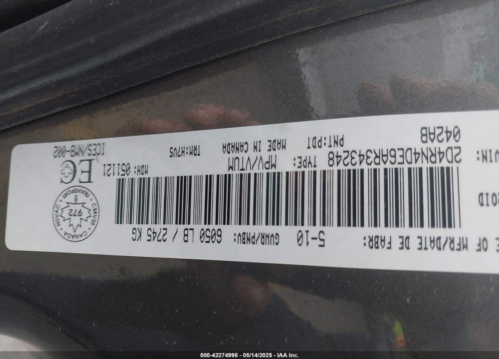 2010 DODGE GRAND CARAVAN SE VIN: 2D4RN4DE6AR343248