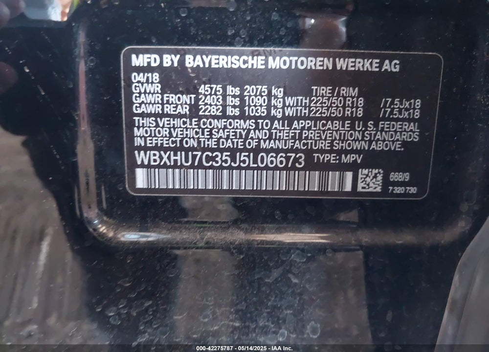 2018 BMW X1 VIN: WBXHU7C35J5L06673