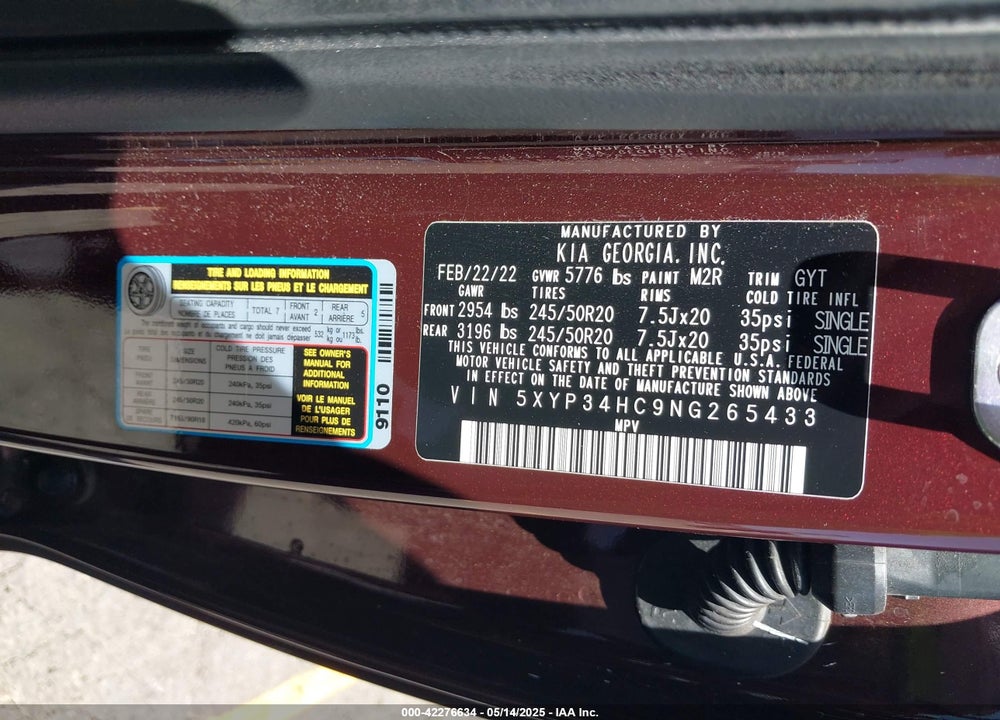 2022 KIA TELLURIDE EX VIN: 5XYP34HC9NG265433
