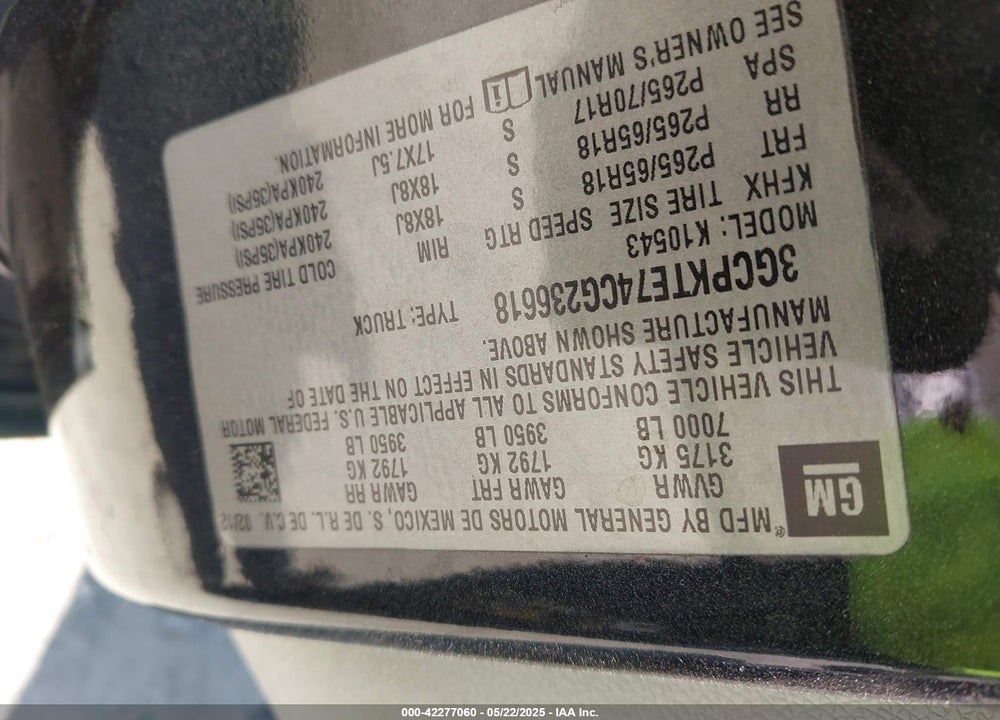 2012 CHEVROLET SILVERADO 1500 VIN: 3GCPKTE74CG236618