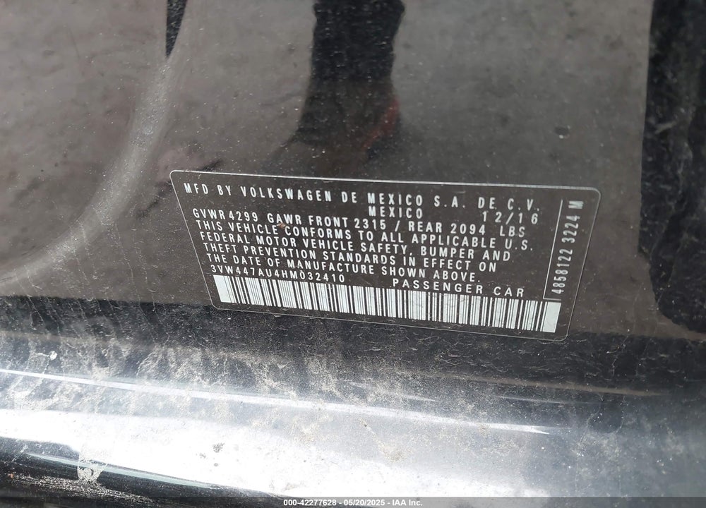 2017 VOLKSWAGEN GOLF GTI VIN: 3VW447AU4HM032410