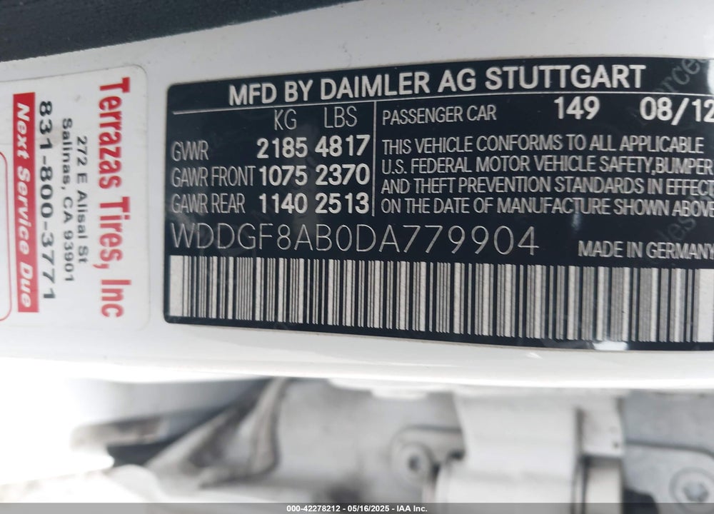 2013 MERCEDES-BENZ C 300 LUXURY 4MATIC/SPORT 4MATIC VIN: WDDGF8AB0DA779904