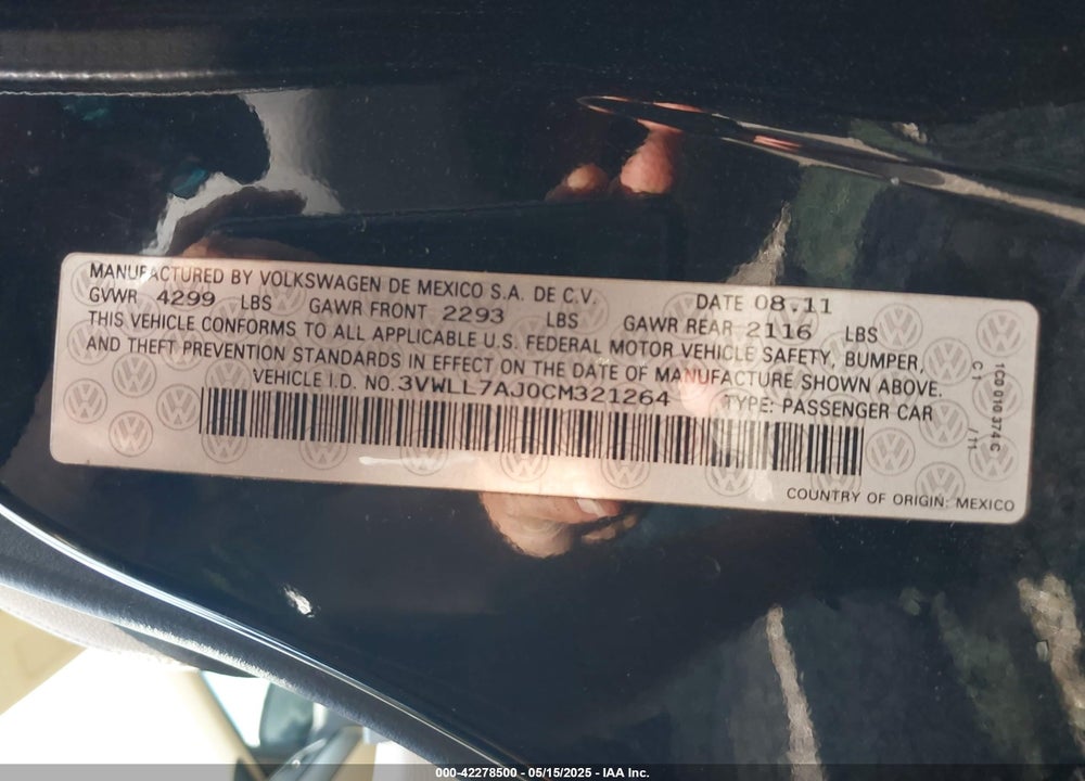 2012 VOLKSWAGEN JETTA 2.0L TDI VIN: 3VWLL7AJ0CM321264