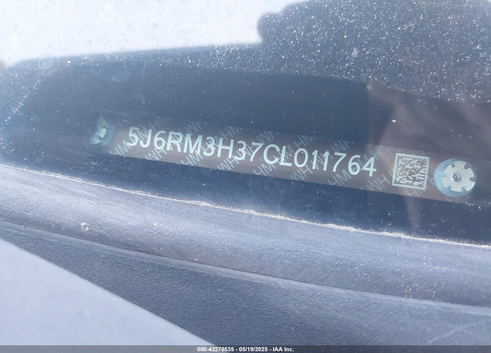 2012 HONDA CR-V LX VIN: 5J6RM3H37CL011764