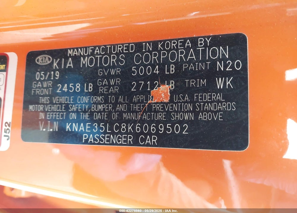 2019 KIA STINGER VIN: KNAE35LC8K6069502