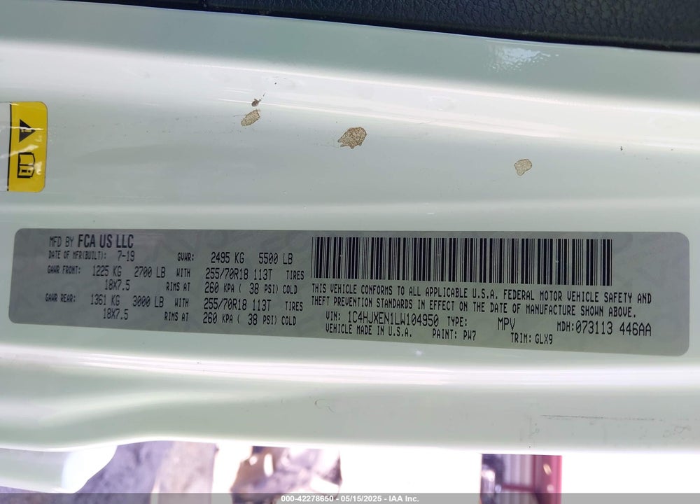 2020 JEEP WRANGLER UNLIMITED VIN: 1C4HJXEN1LW104950