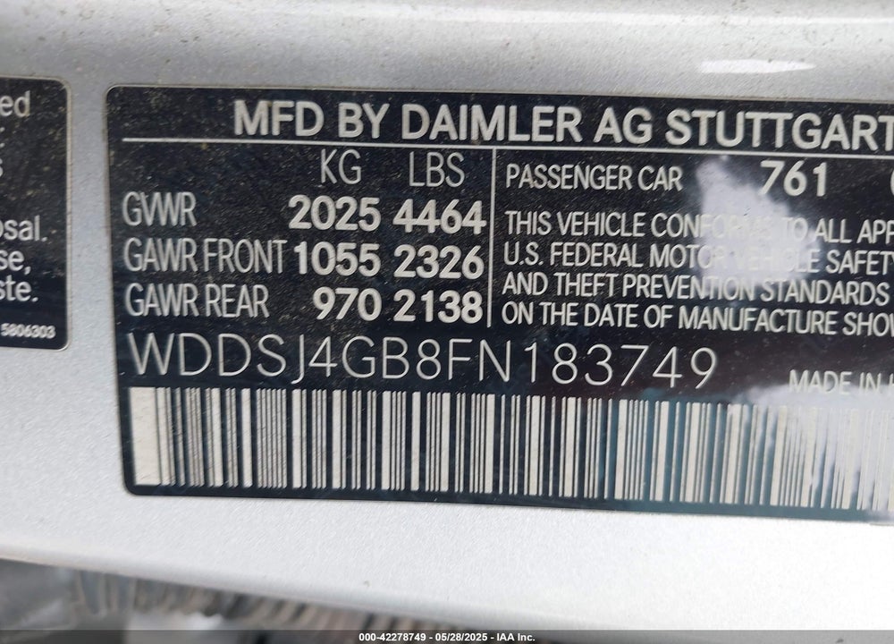 2015 MERCEDES-BENZ CLA 250 4MATIC VIN: WDDSJ4GB8FN183749