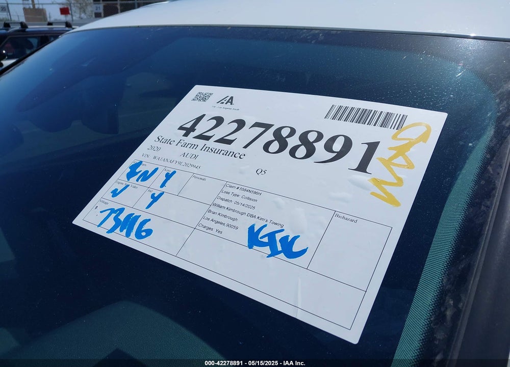 2020 AUDI Q5 VIN: WA1ANAFY9L2029945
