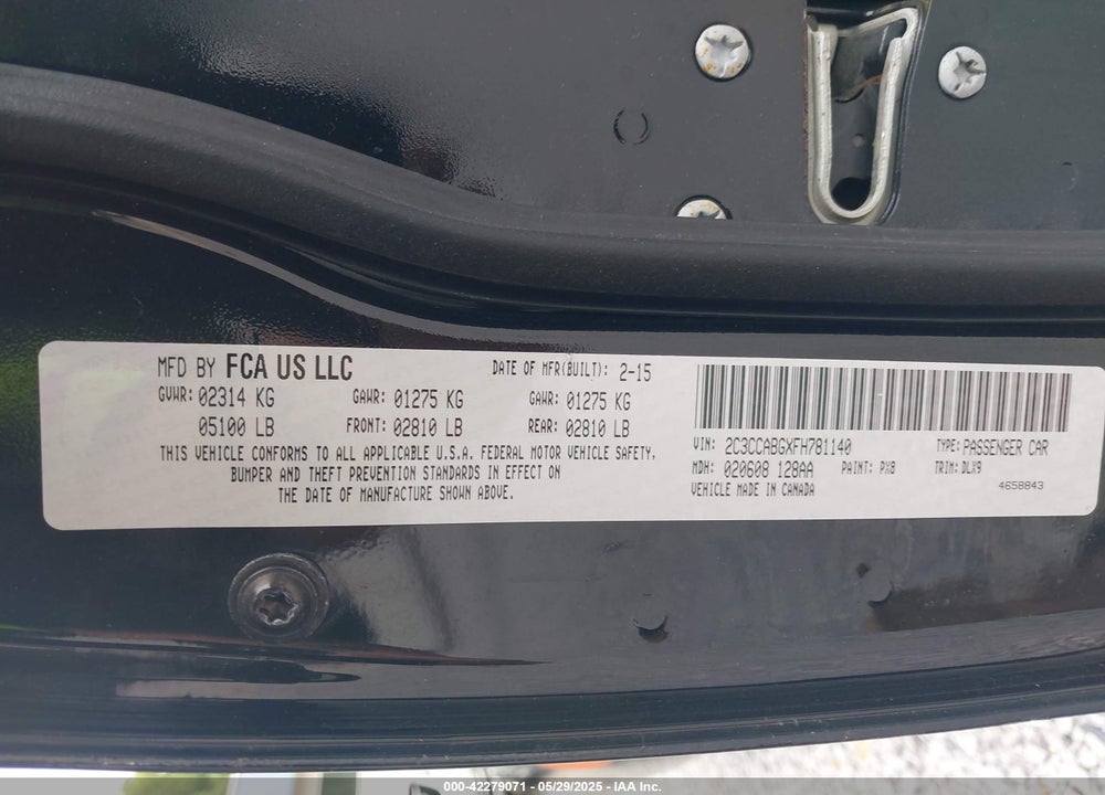 2015 CHRYSLER 300 300S VIN: 2C3CCABGXFH781140