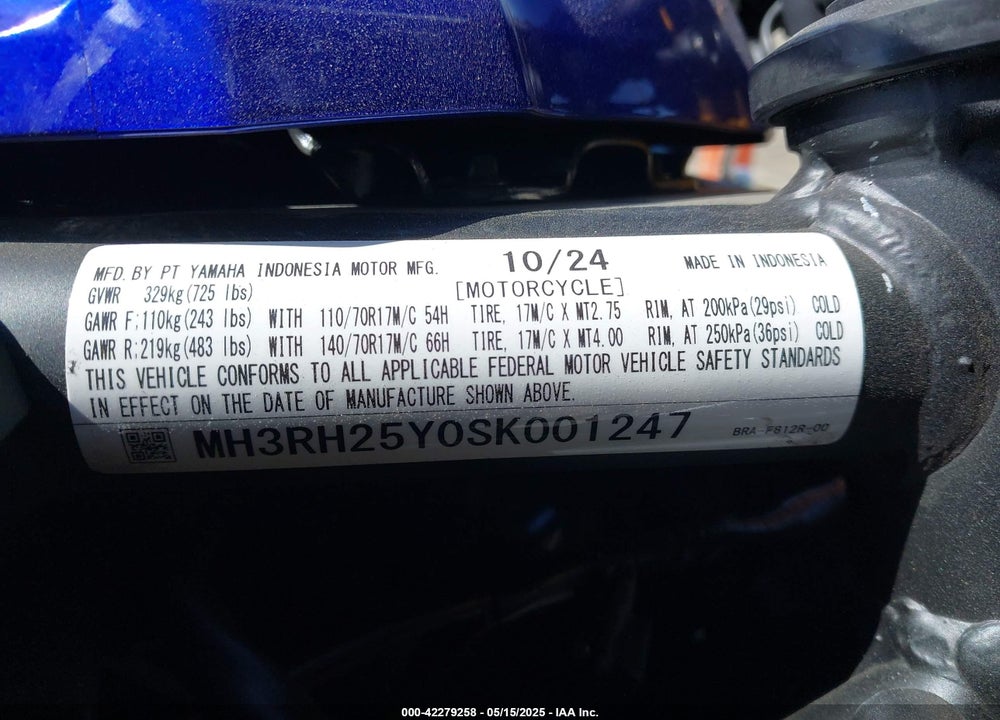 2025 YAMAHA YFZ320 AC VIN: MH3RH25Y0SK001247