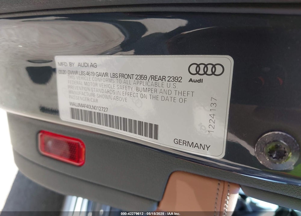 2020 AUDI A4 VIN: WAUJMAF40LN012727