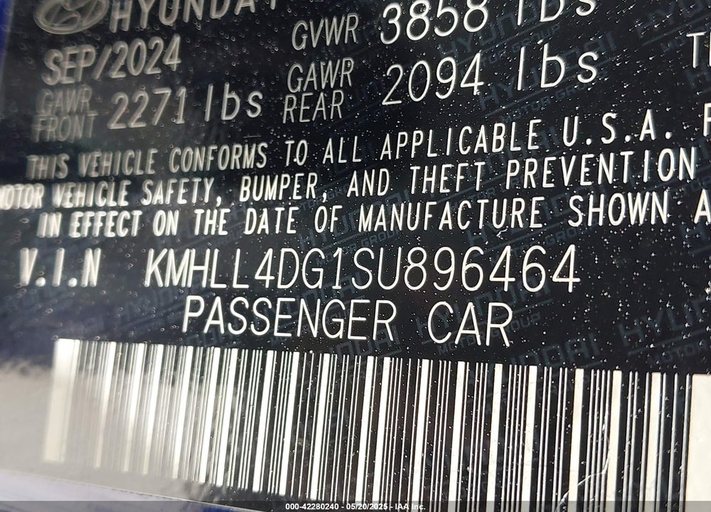 2025 HYUNDAI ELANTRA VIN: KMHLL4DG1SU896464