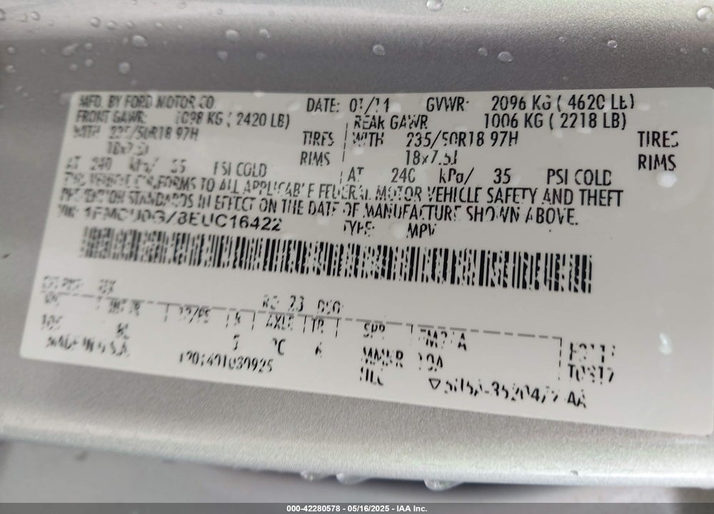 2014 FORD ESCAPE VIN: 1FMCU0GX8EUC16422