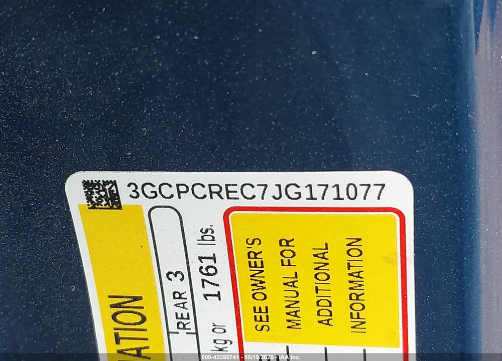 2018 CHEVROLET SILVERADO 1500 1LT VIN: 3GCPCREC7JG171077