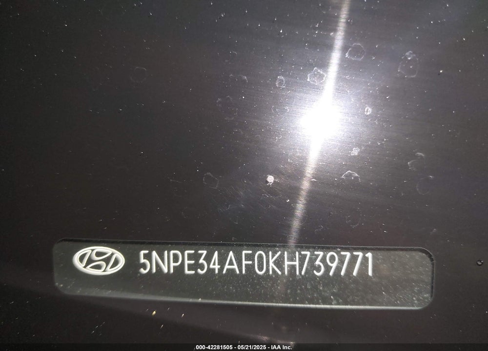 2019 HYUNDAI SONATA VIN: 5NPE34AF0KH739771