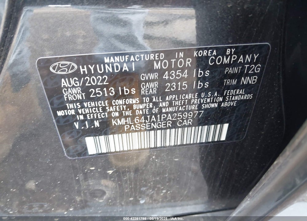 2023 HYUNDAI SONATA VIN: KMHL64JA1PA259977