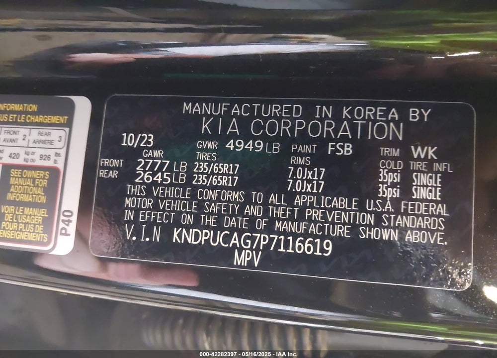 2023 KIA SPORTAGE HYBRID LX VIN: KNDPUCAG7P7116619