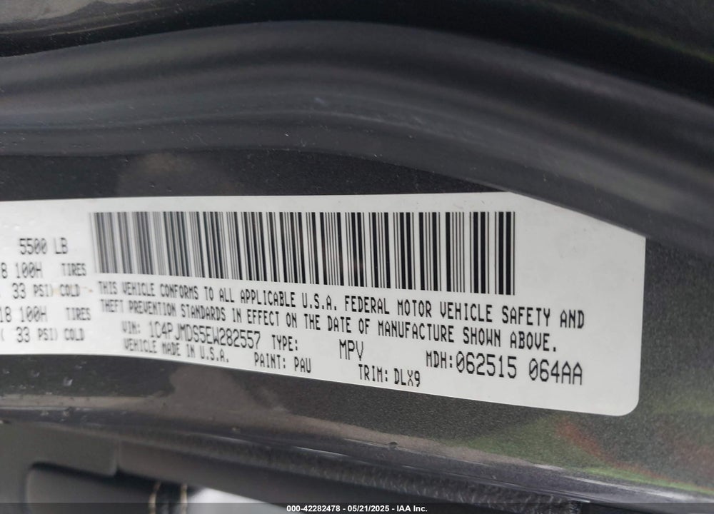 2014 JEEP CHEROKEE VIN: 1C4PJMDS5EW282557
