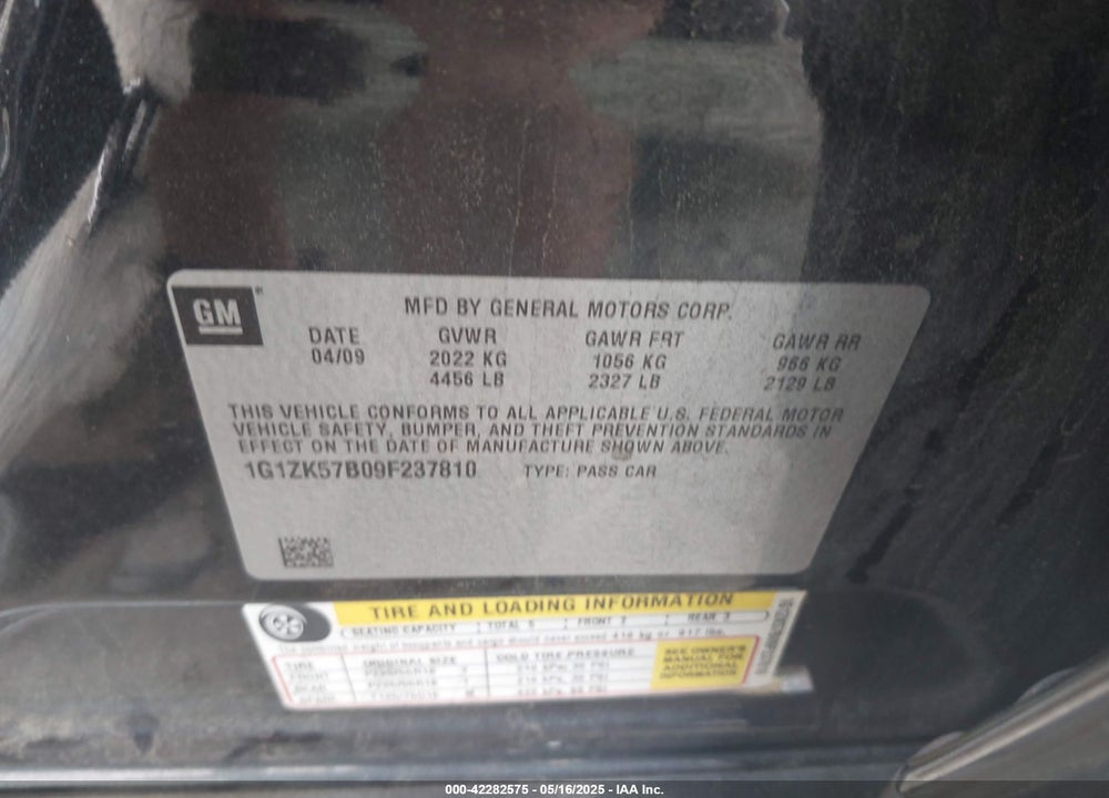 2009 CHEVROLET MALIBU VIN: 1G1ZK57B09F237810