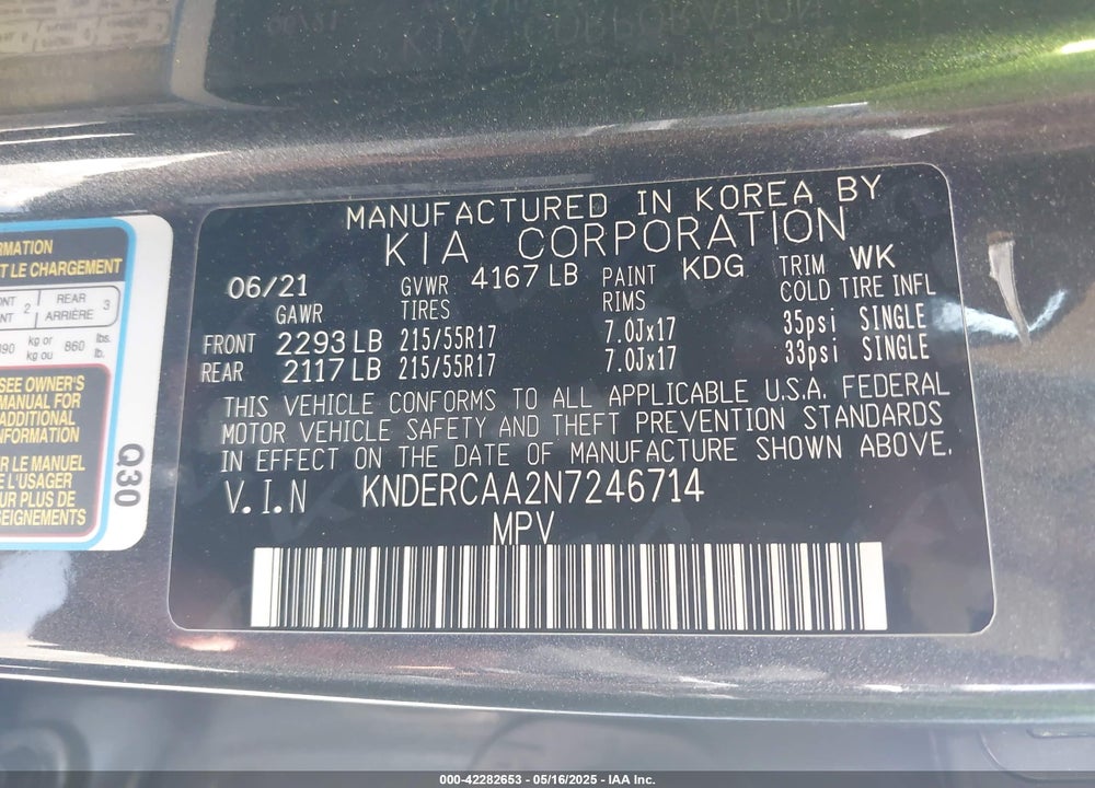 2022 KIA SELTOS EX VIN: KNDERCAA2N7246714