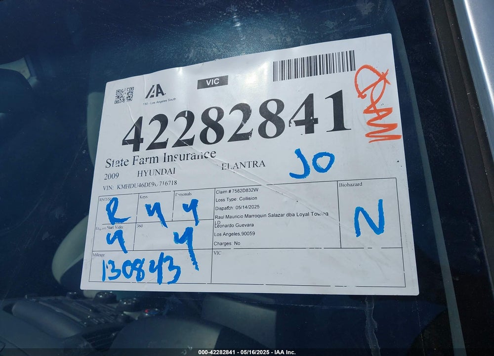 2009 HYUNDAI ELANTRA GLS VIN: KMHDU46D89U716718