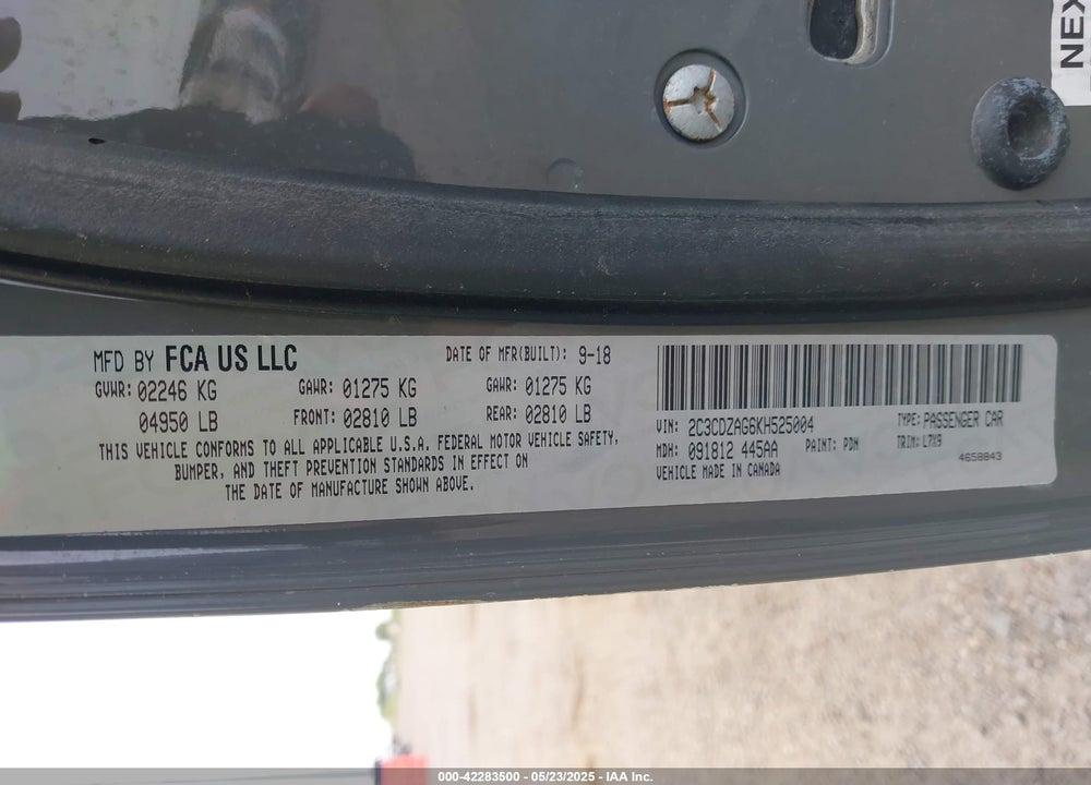2019 DODGE CHALLENGER SXT VIN: 2C3CDZAG6KH525004