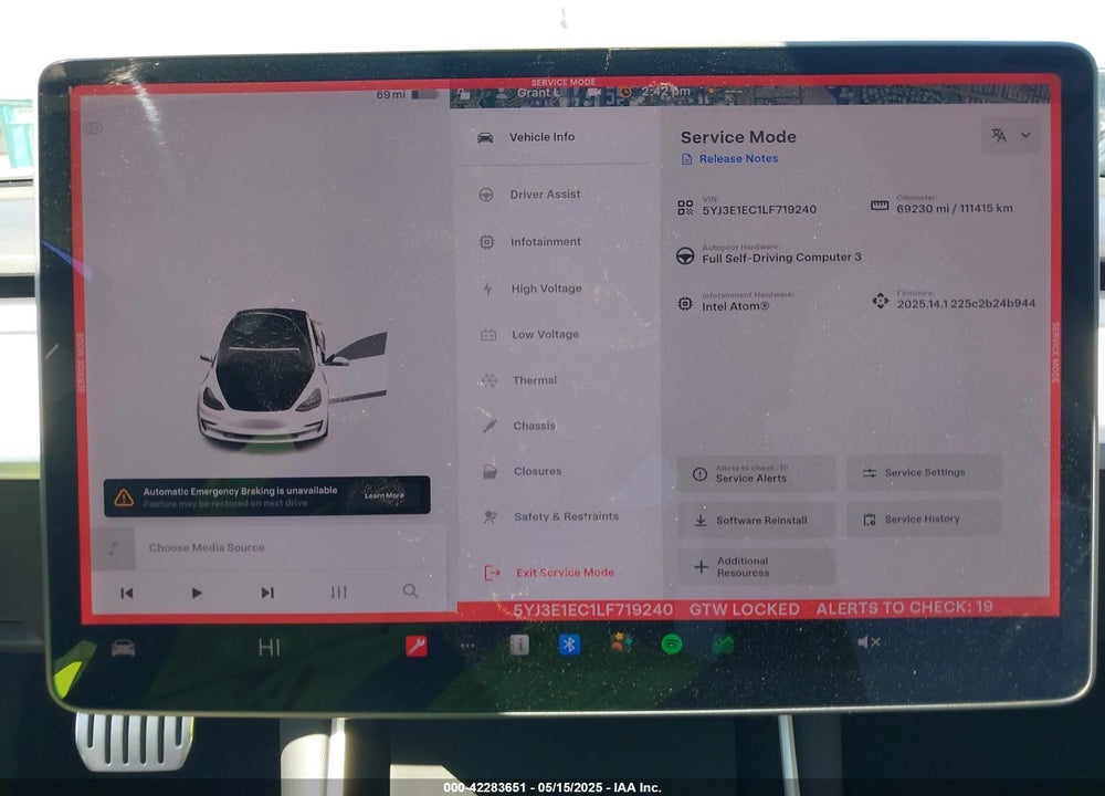 2020 TESLA MODEL 3 PERFORMANCE DUAL MOTOR ALL-WHEEL DRIVE VIN: 5YJ3E1EC1LF719240