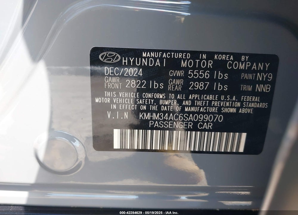 2025 HYUNDAI IONIQ 6 SEL VIN: KMHM34AC6SA099070