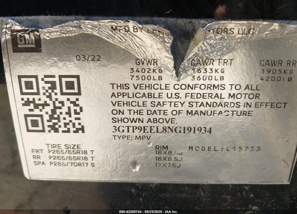 2020 GMC SIERRA 2500HD 4WD STANDARD BED AT4 VIN: 1GT49PE76LF102717