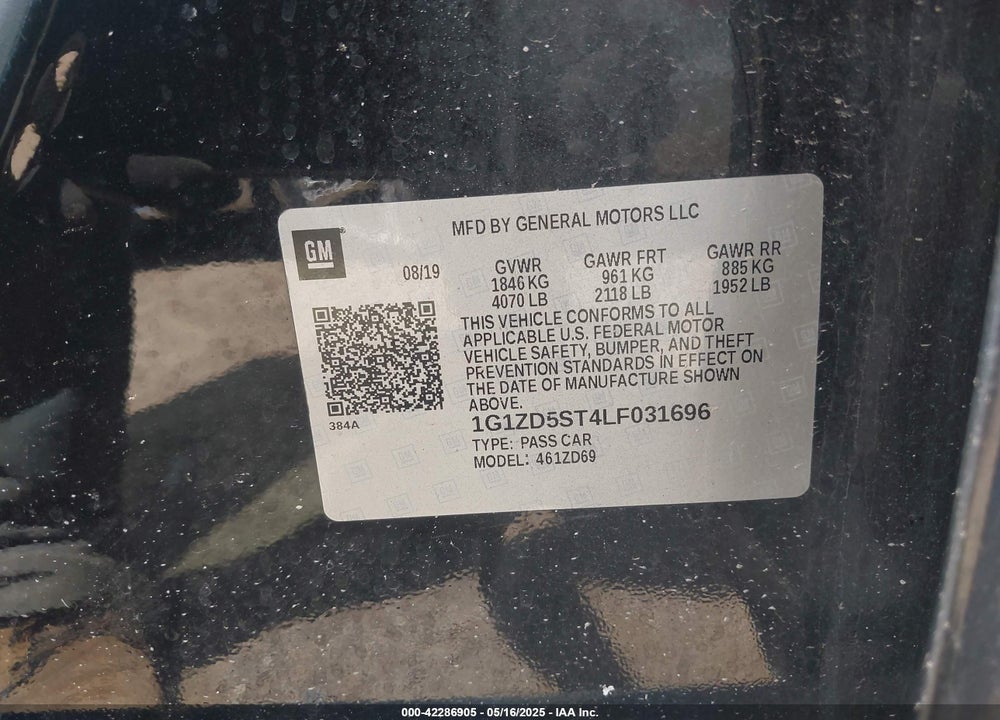 2020 CHEVROLET MALIBU VIN: 1G1ZD5ST4LF031696
