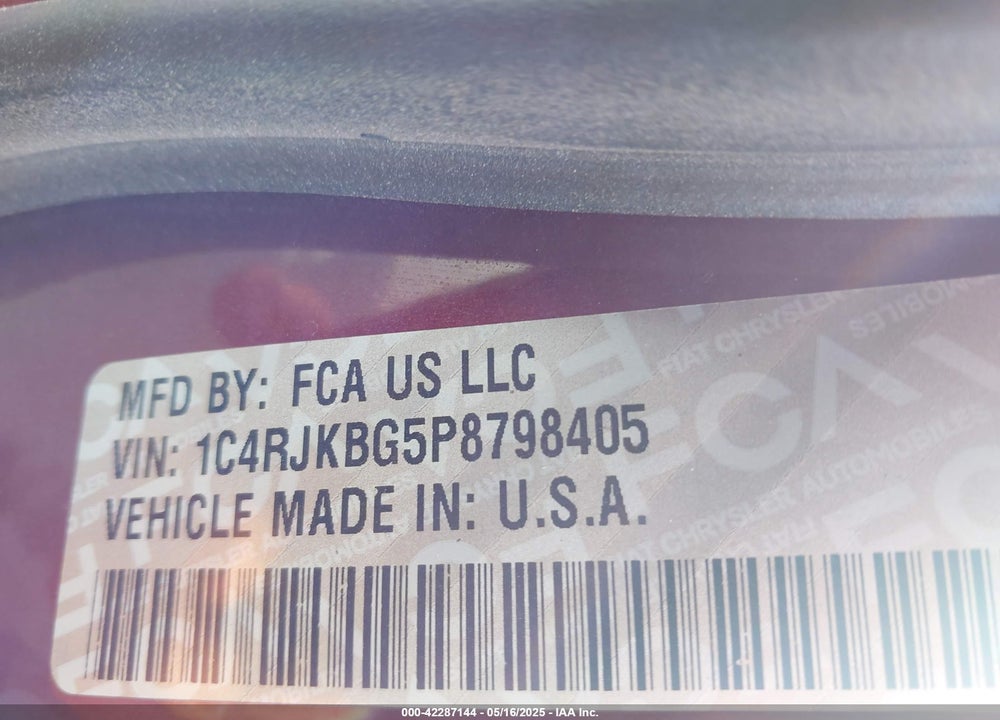 2023 JEEP GRAND CHEROKEE L VIN: 1C4RJKBG5P8798405