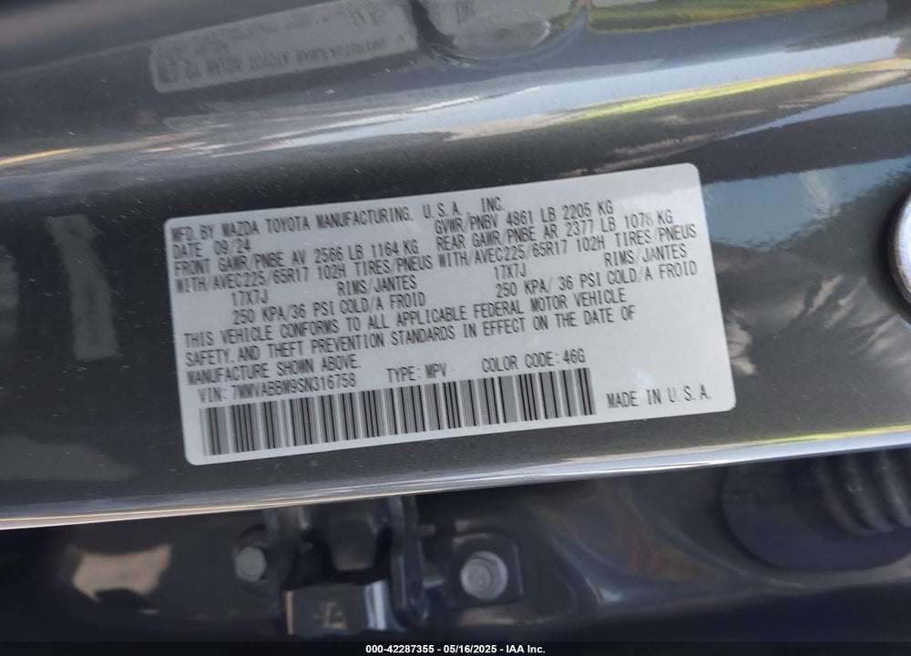 2025 MAZDA CX-50 2.5 S PREFERRED PACKAGE VIN: 7MMVABBM9SN316758