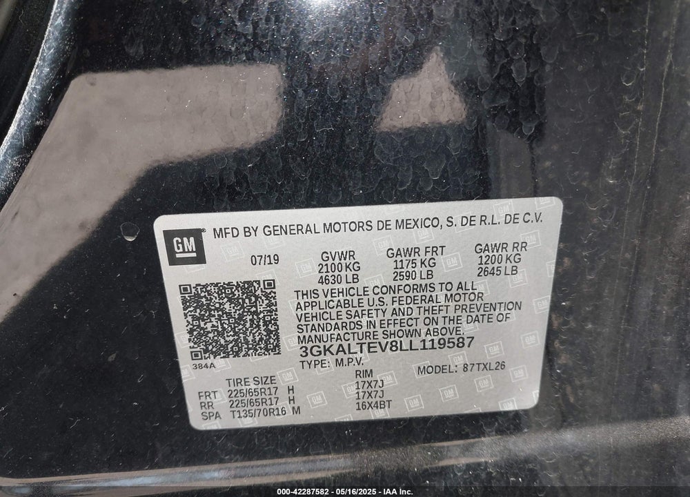 2020 GMC TERRAIN VIN: 3GKALTEV8LL119587